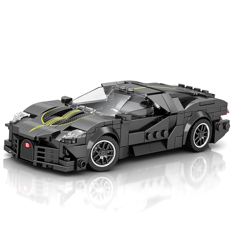 Bricks Box Supercar in grey, Bentley-style build made from LEGO-style bricks with a luxury car design and detailed features.
